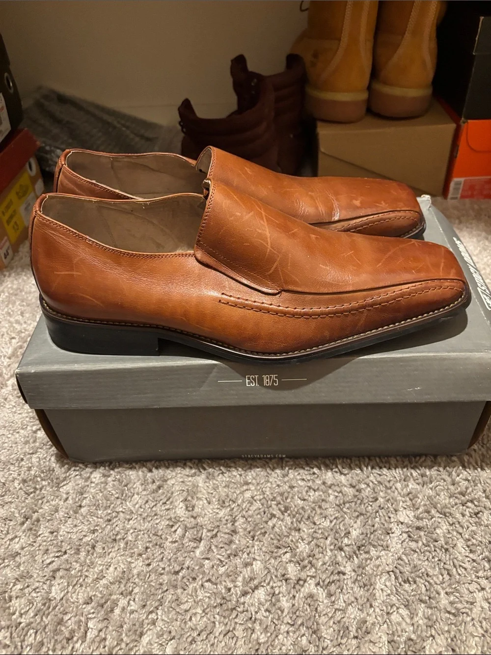 Stacy Adams Tan Leather Slip-On Loafers